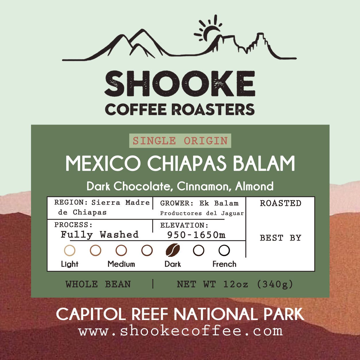 Shooke Coffee Mexico Chiapas Balam Label
